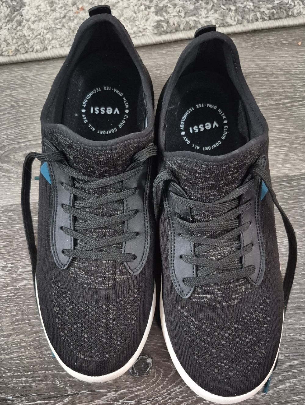 Vessi Men’s Black Knit Sneakers with Blue Accents
